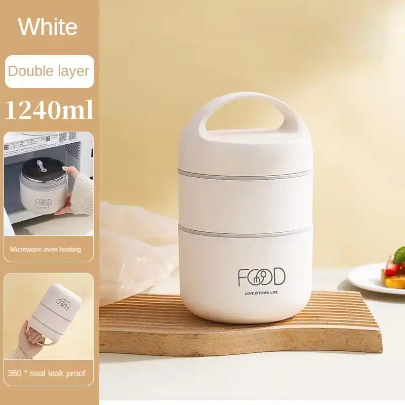 ظرف سفری مدل دو طبقه به همراه ست قاشق و کیف