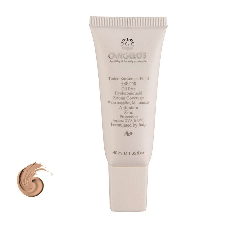 فلوئید ضد آفتاب رنگی گانگلوس  SPF 50 مدل strong coverage ‌محافظ UVA ،UVB و PA+++ مناسب برای انواع پوست‌ حجم 40 میلی‌لیتر