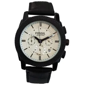 ساعت مچی عقربه ای زنانه فسیل مدل بندچرمی سه موتور فعال کرنوگراف قاب فلزی کد 51