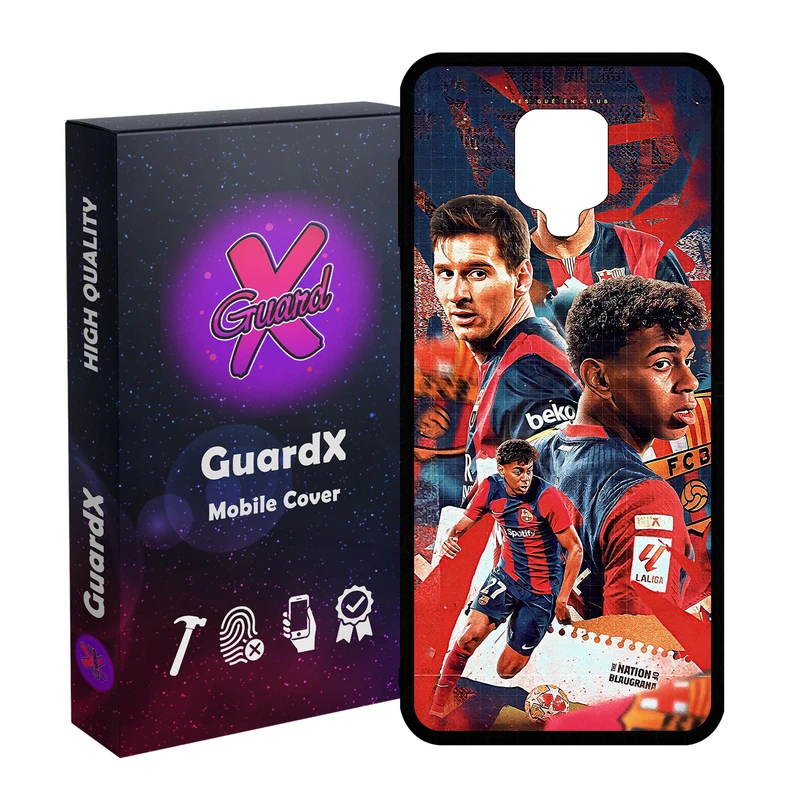 کاور گارد ایکس طرح مسی و یامال مدل Glass10819 مناسب برای گوشی موبایل شیائومی Redmi Note9 Pro/Note 9 Pro Max/Redmi Note 9S/ MI Poco M2 Pro