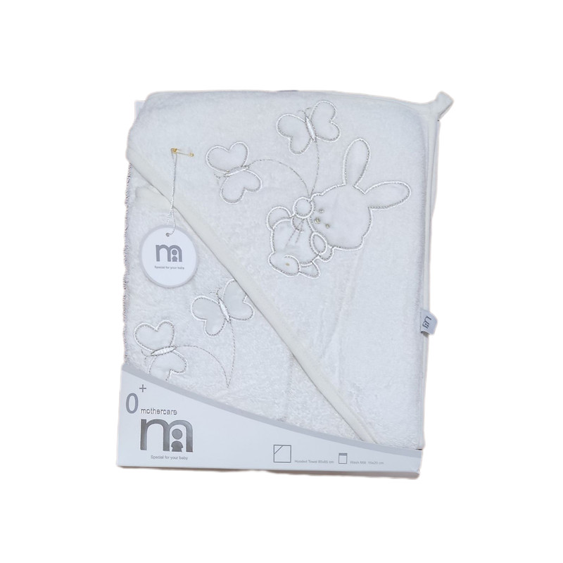 ست حوله مادرکر مدل گلدوزی طرح خرگوش پروانه مجموعه 2 عددی