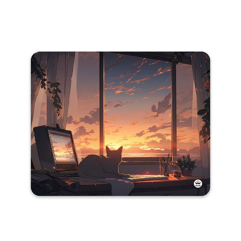 ماوس پد شادیت مدل گربه و منظره کد768 سایز 24*19 سانتی متر