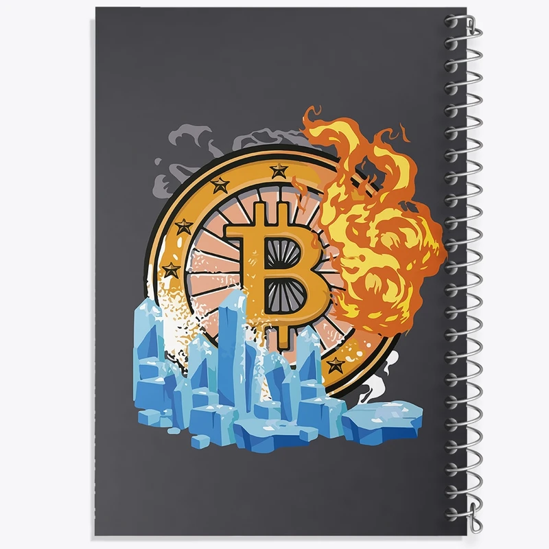 دفتر ژورنال نویسی 50 برگ خندالو مدل نقطه ای طرح بیت کوین (Bitcoin) کد F2735