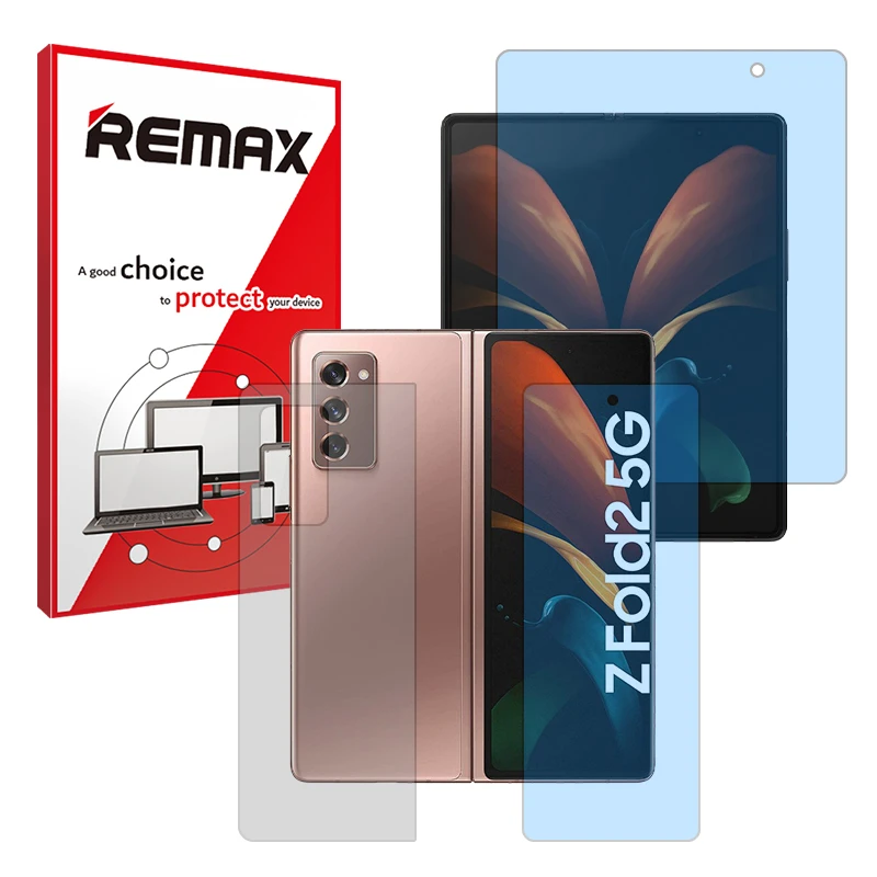 محافظ صفحه نمایش مات آنتی بلو ریمکس مدل Resistant مناسب برای گوشی موبایل سامسونگ Galaxy Z Fold 2 به همراه محافظ پشت گوشی