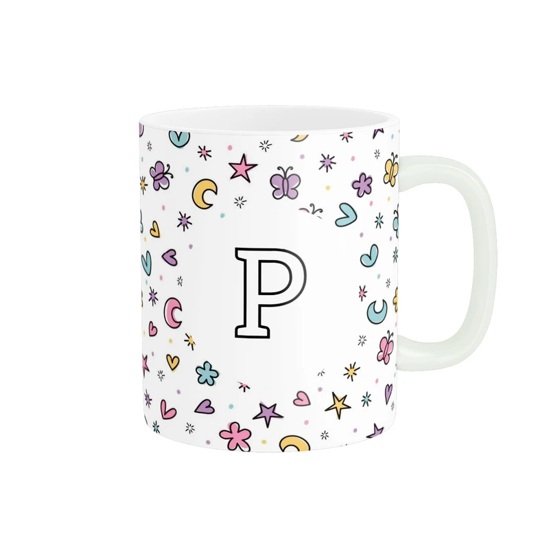 ماگ پاد آفرین مدل اسم شخصی فانتزی طرح اول اسم حرف P کد p11469