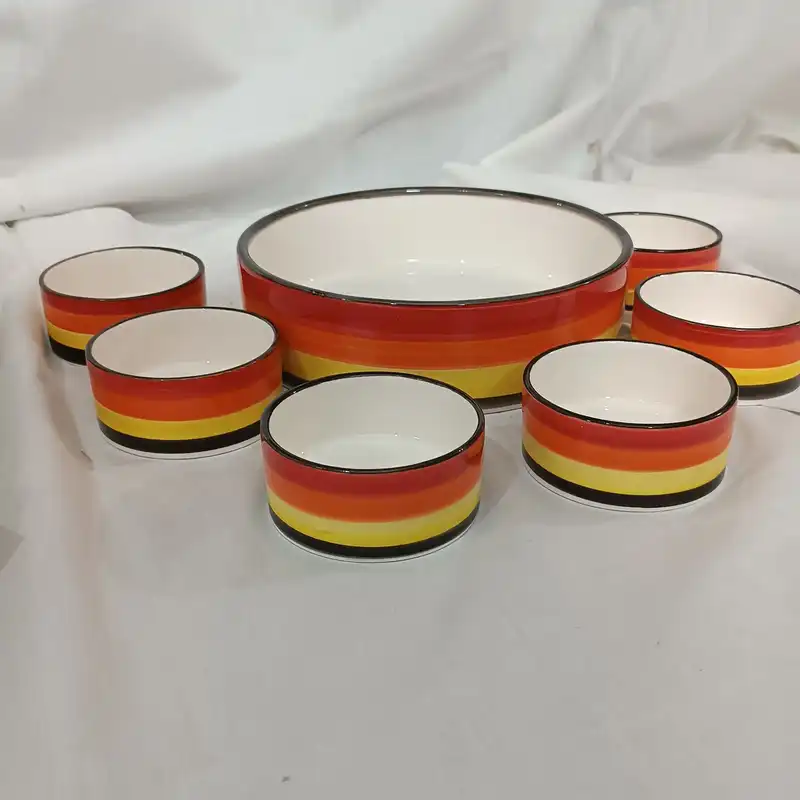 ظروف سرامیکی مدل انار خوری طرح گلاره مجموعه 7 عددی