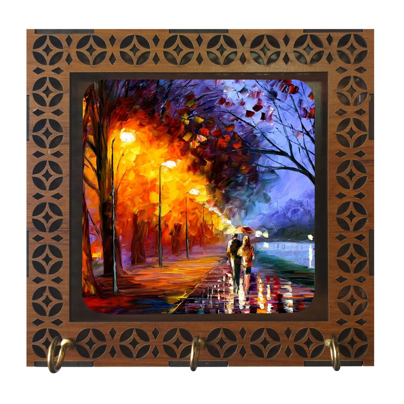 جاکلیدی مدل D1065 طرح نقاشی عشق و دختر و پسر و خیابان