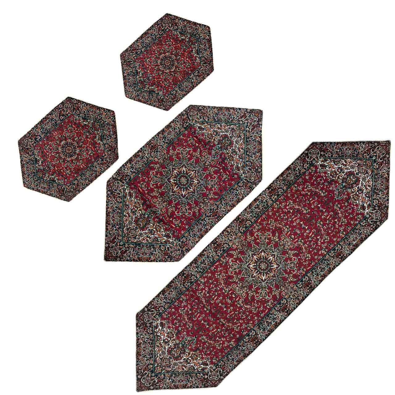 ست 4 تکه رومیزی ترمه طرح پردیس مدل zp4