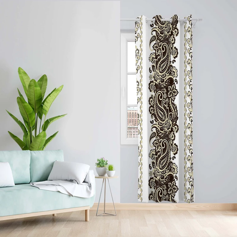 پرده طرح بته جقه مدل مخمل پانچی کد 5491R z سایز 140x200 سانتی متر