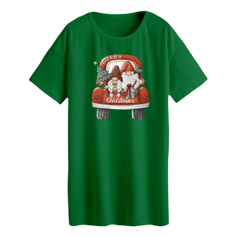 تی شرت لانگ زنانه مدل ماشین کریسمس کد 5