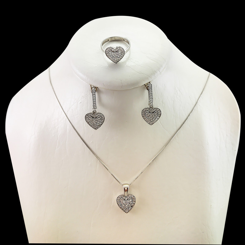 نیم ست نقره زنانه مدل قلب کد NG1849