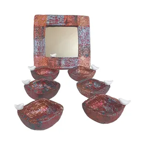 مجموعه ظروف هفت سین 7 پارچه مدل مربعی طرح مرغ آمین کد 99-92