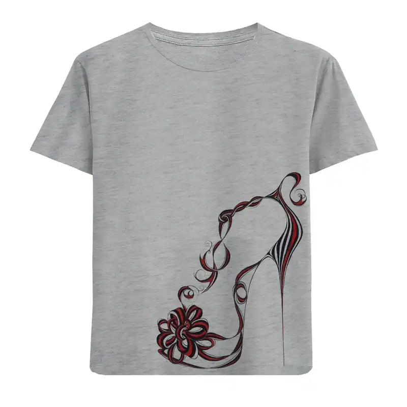 تی شرت آستین کوتاه بچگانه مدل کفش پاشنه بلند F790