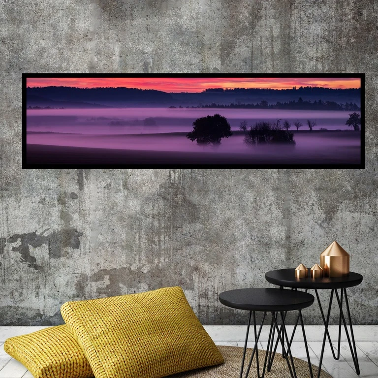 تابلو بکلیت طرح طبیعت جنگل مه مدل کشیده B-7700