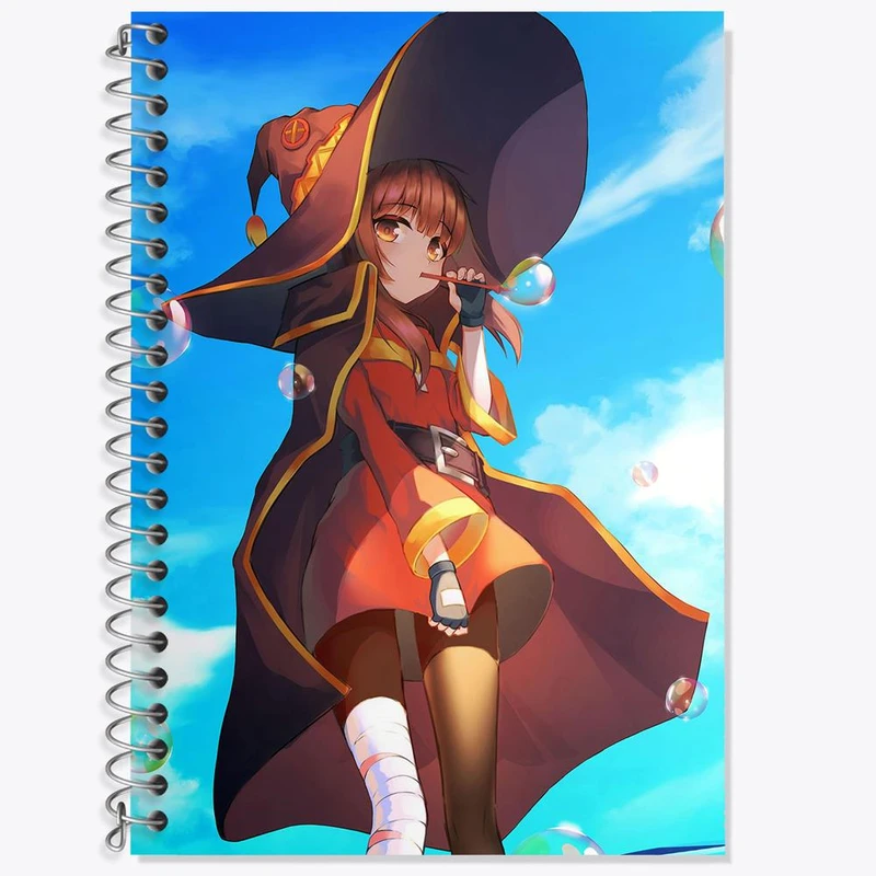 دفتر زبان 50 برگ خندالو مدل سه خط طرح مگومین انیمه کونوسوبا Konosuba کد 27333