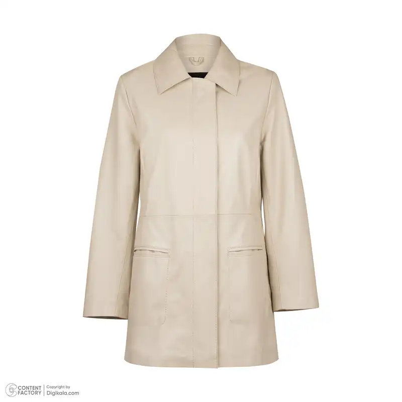 کت چرم زنانه چرم مشهد مدل b0480-092 رنگ استخوانی