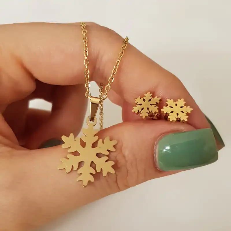 نیم ست زنانه مدل دانه برف استیل 3206