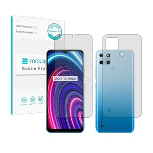 Rockspace HyGEL model transparent screen protector suitable for Realme C25y mobile phone along with the back of the phone