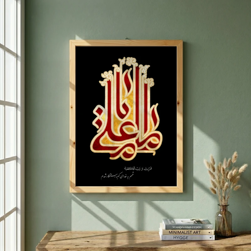 تابلو طرح شهادت امام علی (ع) مدل G14365 فریم کرم روشن