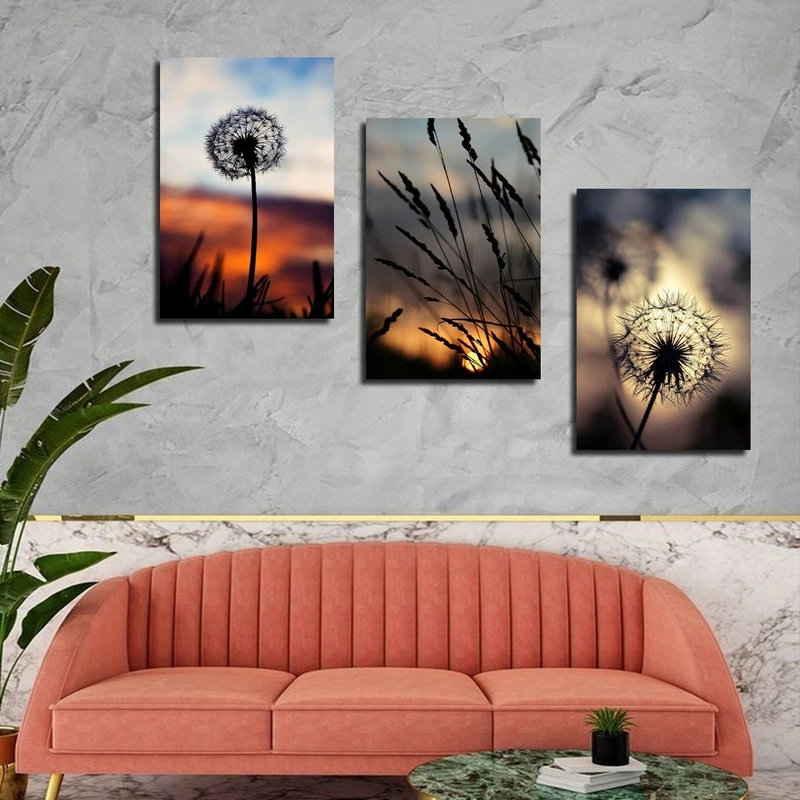 تابلو شاسی بکلیت طرح طبیعت و قاصدک مدل SH-2395 مجموعه 3 عددی