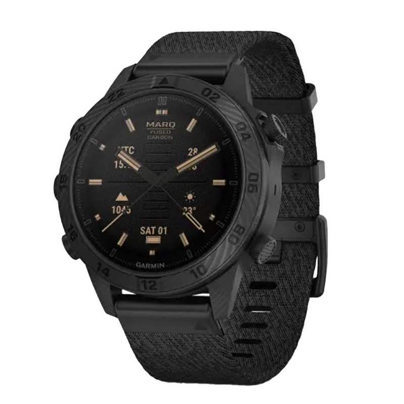 ساعت هوشمند 46 میلی‌متری گارمین مدل Marq Commander Gen 2 Carbon Edition با بند نایلونی