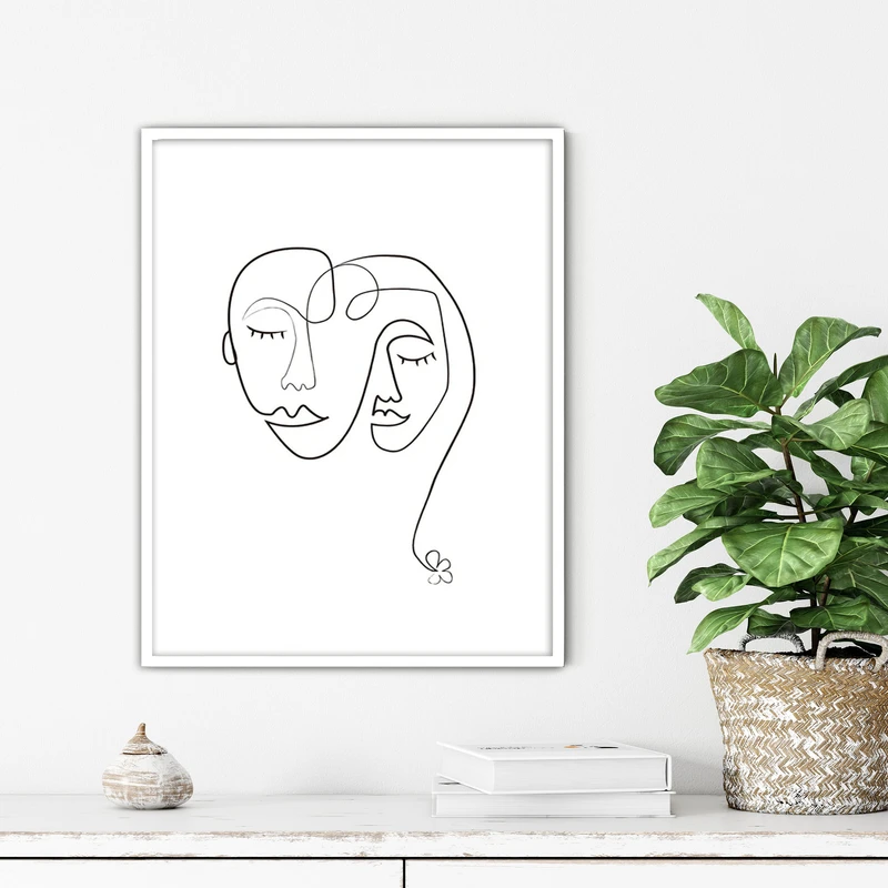 تابلو آتریسا طرح لاین آرت مدرن مدل ATFL42 فریم سفید