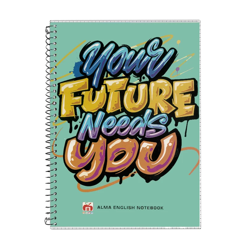 دفتر زبان 40 برگ آلما طرح FUTURE مدل دوخط کد 7432