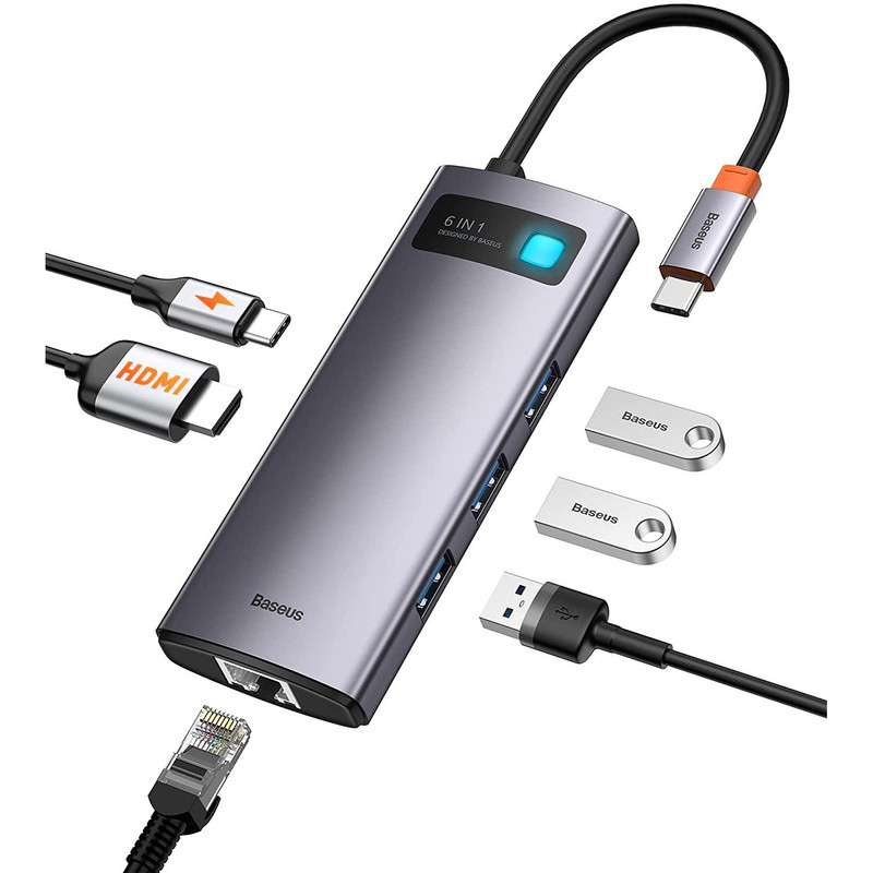 هاب 6 پورت USB-C باسئوس مدل CW0G