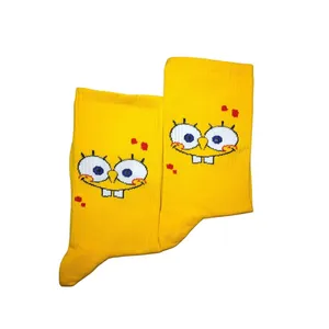 جوراب ورزشی ساق بلند زنانه مدل کارتونی طرح باب اسفنجی