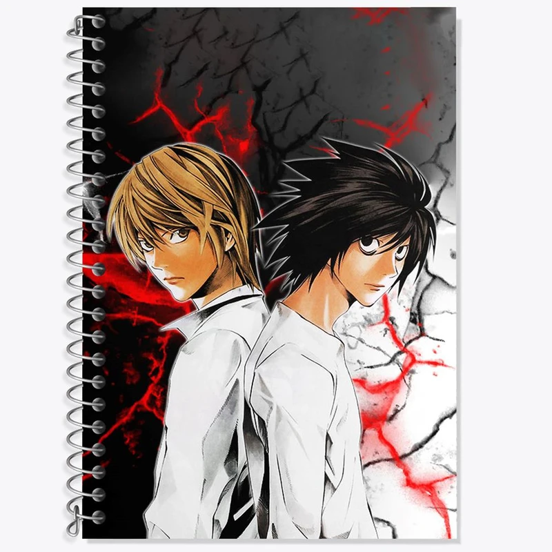دفتر زبان 50 برگ خندالو مدل دو خط طرح لایت و ال انیمه دفترچه مرگ Death Note کد 11313