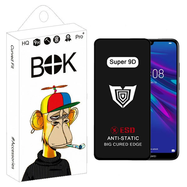 محافظ صفحه نمایش بوک مدل Super 9D Pro مناسب برای گوشی موبایل هوآوی  Y6 2019