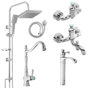 ست شیرآلات کویران آذر مدل فلورانس کد 03 پایه بلند مجموعه 6 عددی