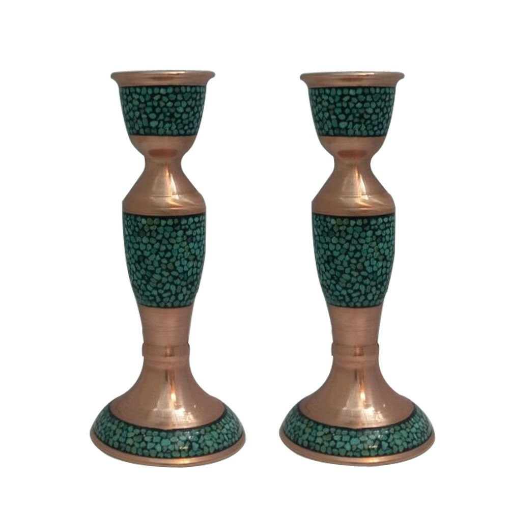 شمعدان فیروزه کوبی کد m001 بسته 2 عددی