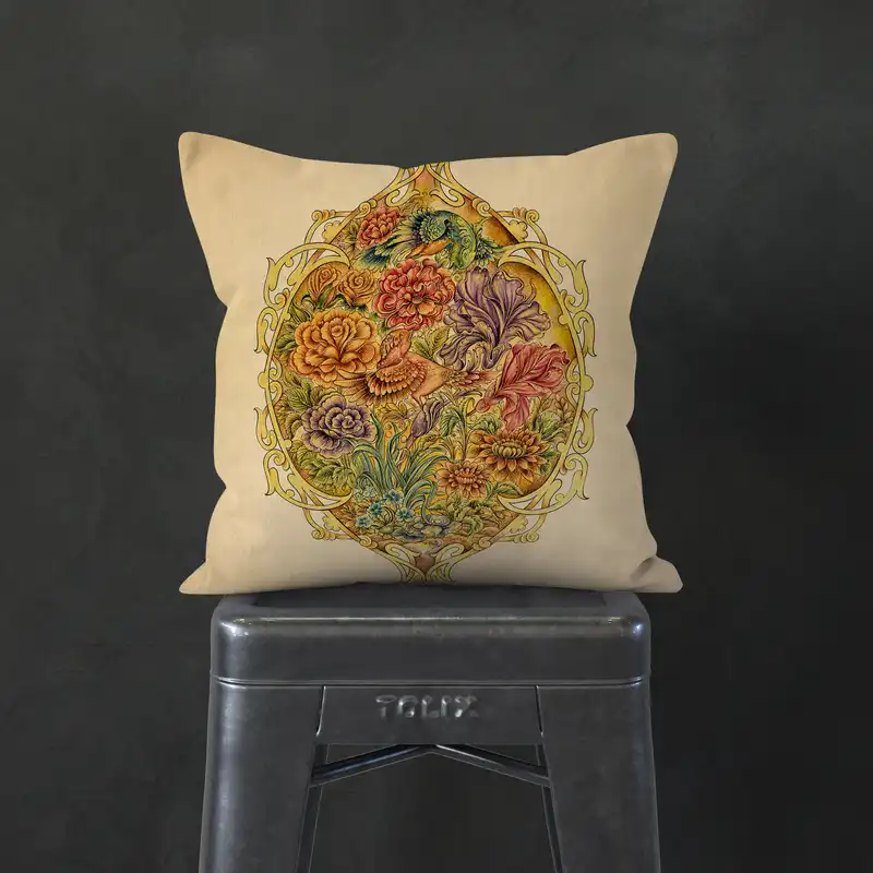 کاور کوسن مدل گل دورو طرح دار کد 1400156