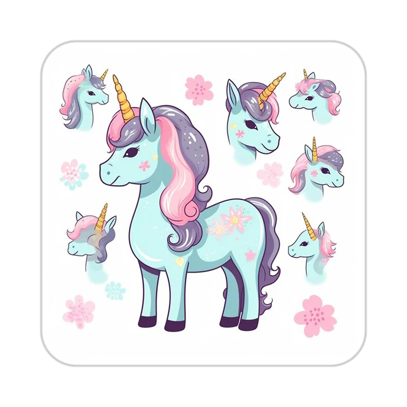 زیر لیوانی کاکتی طرح اسب تک شاخ و یونیکورن مدل mp30006