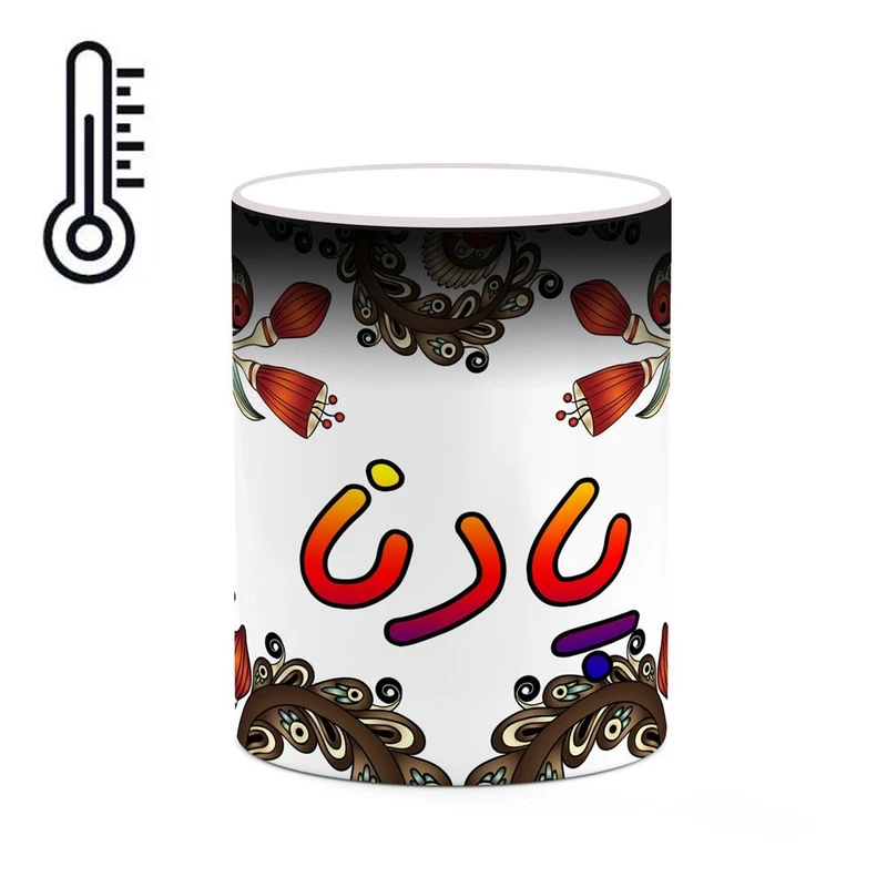 ماگ حرارتی کاکتی مدل اسم پادنا طرح سنتی گل و بته کد mgh44296