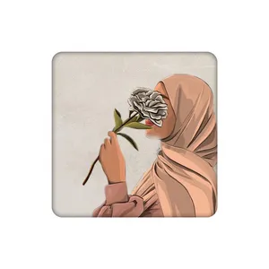 زیرلیوانی طرح دختر و یک شاخه گل کد 7340232