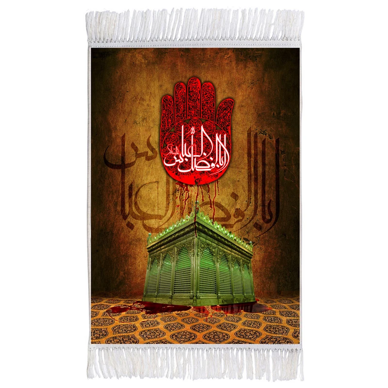 فرش ماشینی دیوارکوب اطلس آبی مدل اباالفضل عباس کد T4609