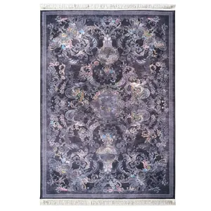 فرش ماشینی 1200 شانه محتشم زمینه دودی رنگی حاشیه دودی مدل 2555026066 