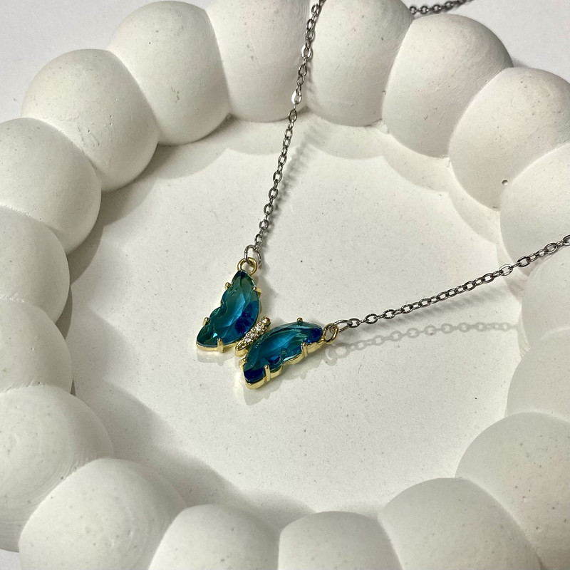 گردنبند زنانه مدل پروانه کریستالی