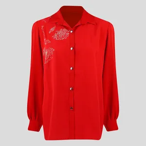 شومیز آستین بلند زنانه مدل نگین دار  گلی