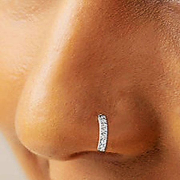 پیرسینگ نقره زنانه مدل سوزنی هلالی نگین دار پیرسینگ نقره زنانه مدل سوزنی هلالی نگین دار