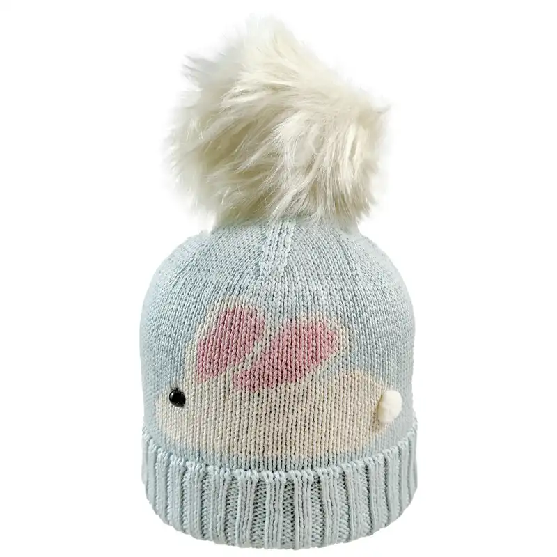 ست کلاه و شال گردن و دستکش بافتنی دخترانه اندلس مدل 67012 رنگ آبی