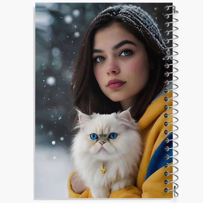 دفتر مشق 50 برگ خندالو طرح دختر و گربه کد F6648