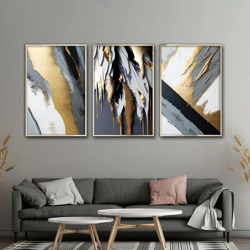تابلو آتریسا طرح آبستره مدرن مدل AT00567 مجموعه 3 عددی