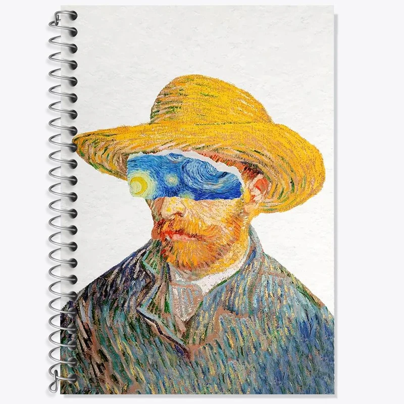 دفتر زبان 50 برگ خندالو مدل سه خط طرح ونسان ونگوگ کد 25445