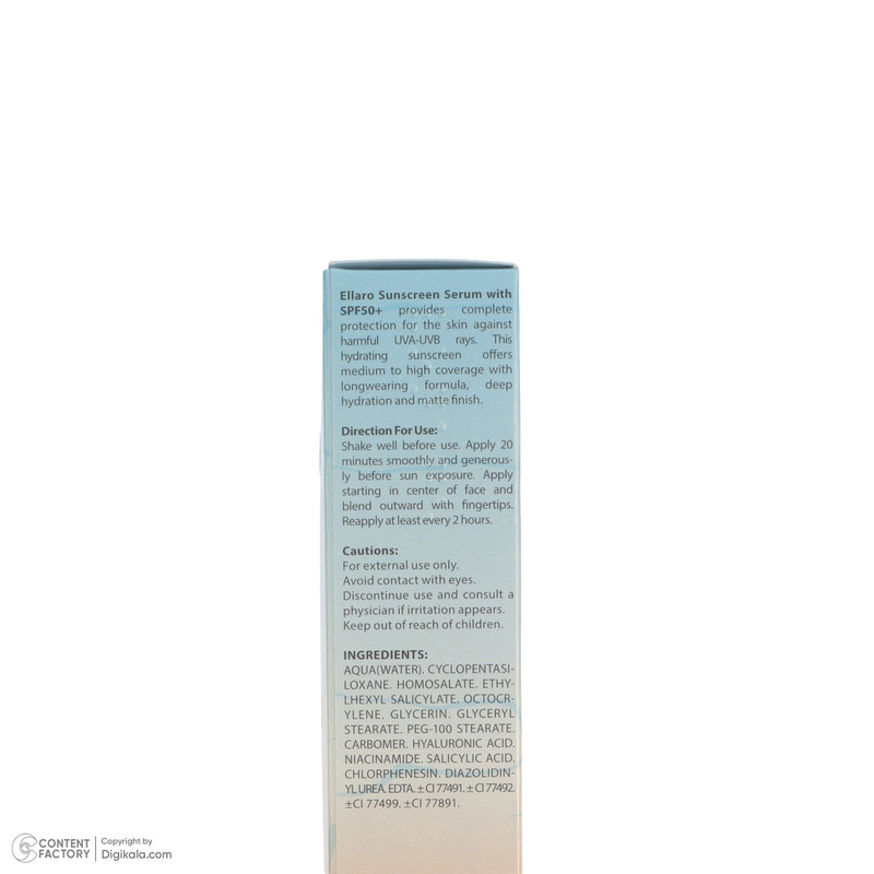 سرم  ضد آفتاب رنگی tinted صورت الارو SPF 50 مدل Hyaluronic acid ‌محافظ در برابر اشعه UVA و UVB مناسب برای انواع پوست حجم 40 میلی‌لیتر