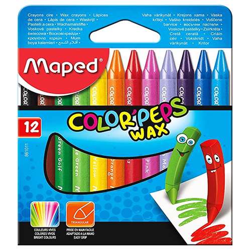 مداد شمعی 12 رنگ مپد مدل pepes wax 