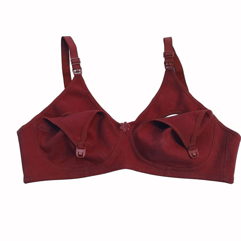 سوتین شیردهی براگور مدل نخ پنبه رنگ زرشکی