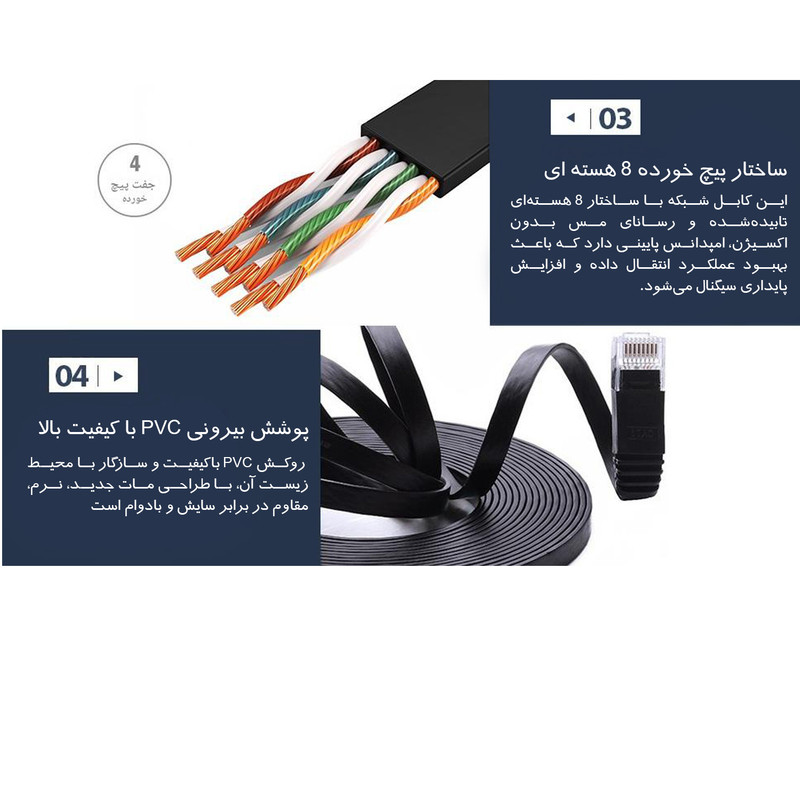 کابل شبکه CAT6 تخت مدل MM6 طول 3 متر